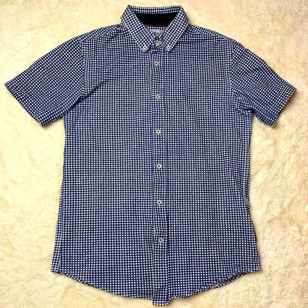 Zara blue short sleeve button up shirt